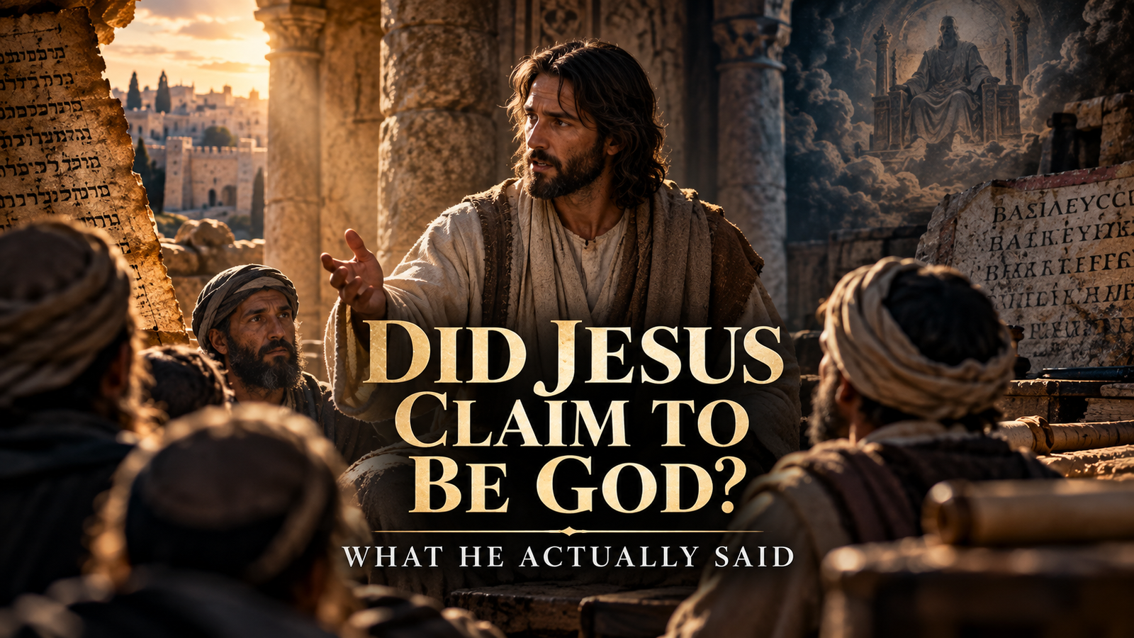 Jesus teaching in a first-century Jewish setting representing the question of whether Jesus claimed to be God