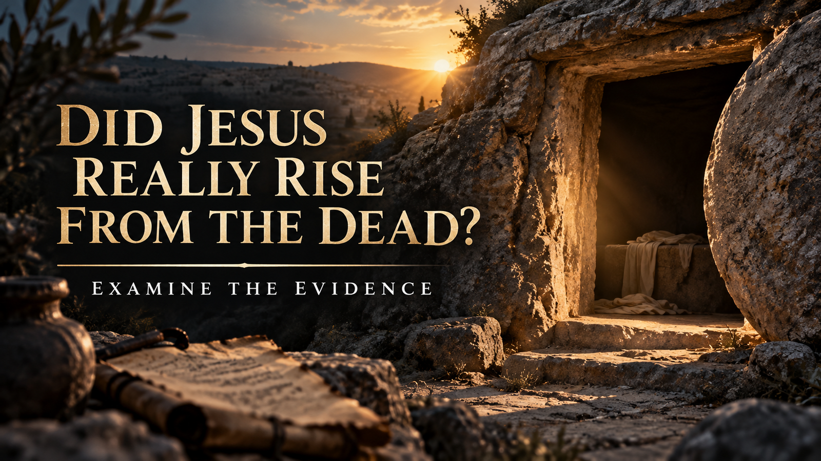 Empty first-century tomb at dawn representing the historical evidence for the Resurrection of Jesus Christ