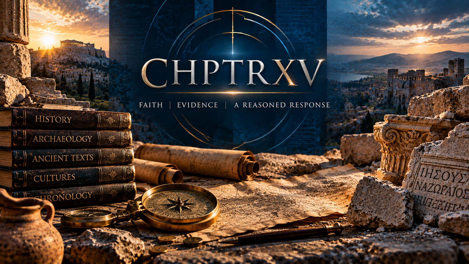 CHPTRXV Historical master image representing archaeology, ancient texts, chronology, cultures, and historical evidence